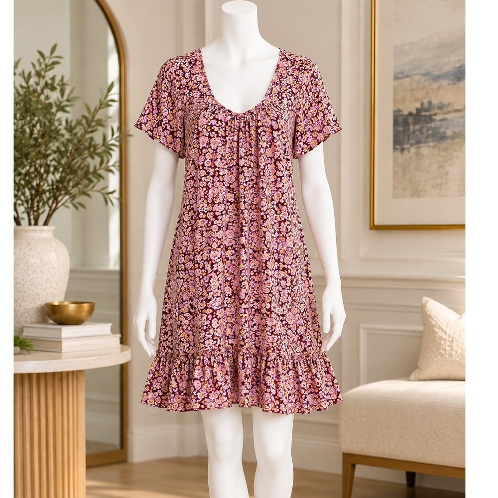 Misslook Women Dress Floral Ruffle Hem Tunic Shift 907205# XL